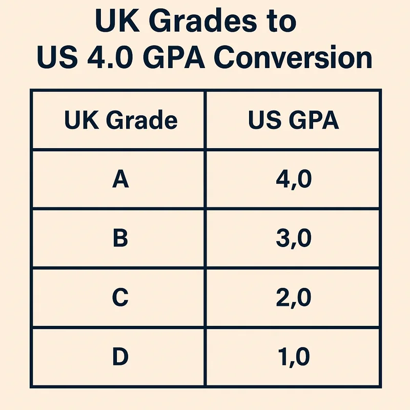 UK Grades to a US 4.0 GPA Conversion