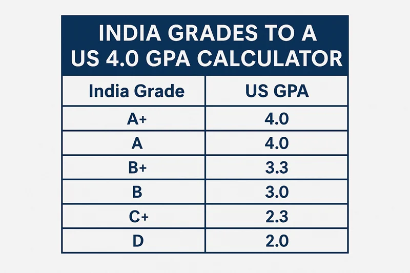 India Grades to a US 4.0 GPA Calculator