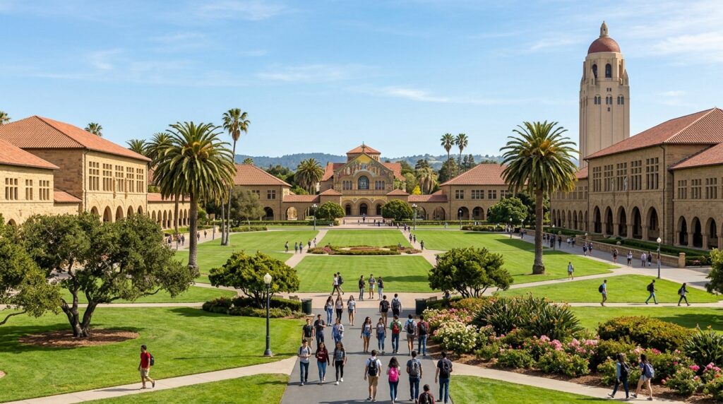 Student reviewing GPA records while preparing a Stanford University application.