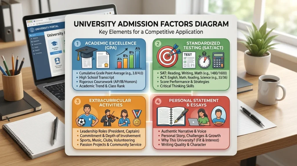 Harvard SAT and GPA Requirements explained through holistic admissions showing GPA, SAT scores, and extracurricular activities