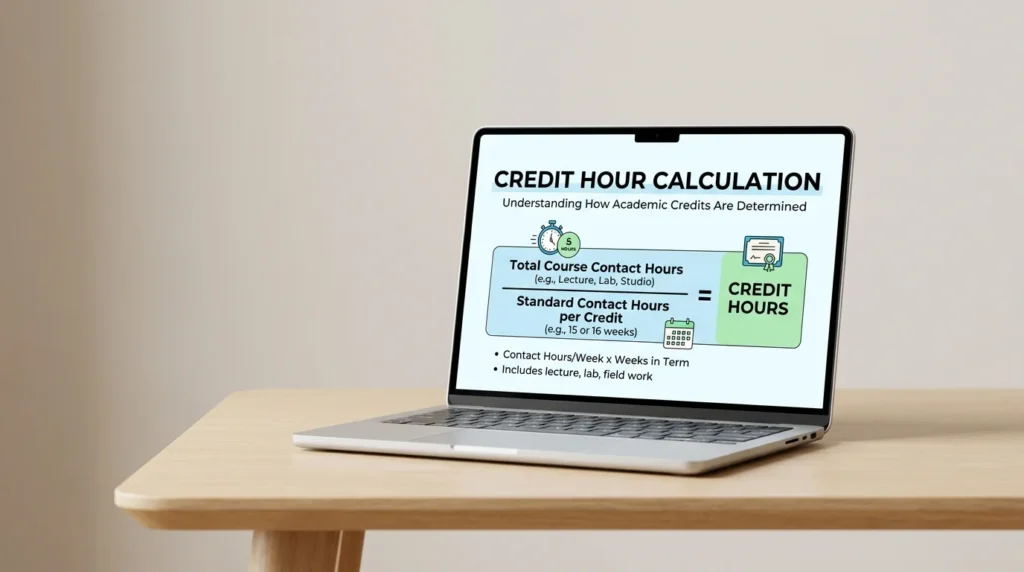 Student using a Credit Hour Calculator to track academic credits