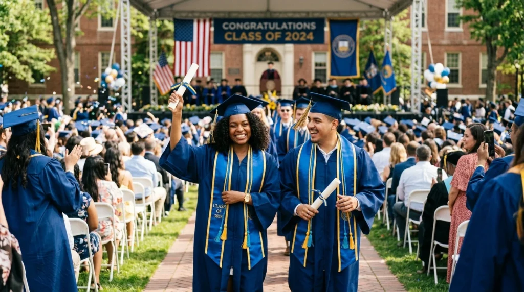 Harvard SAT and GPA Requirements achievement shown with graduation ceremony representing academic success and university admission