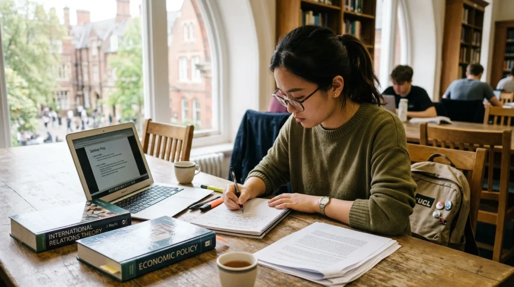 Oxford GPA Requirements study preparation shown with student focusing on books and notes for competitive university admission