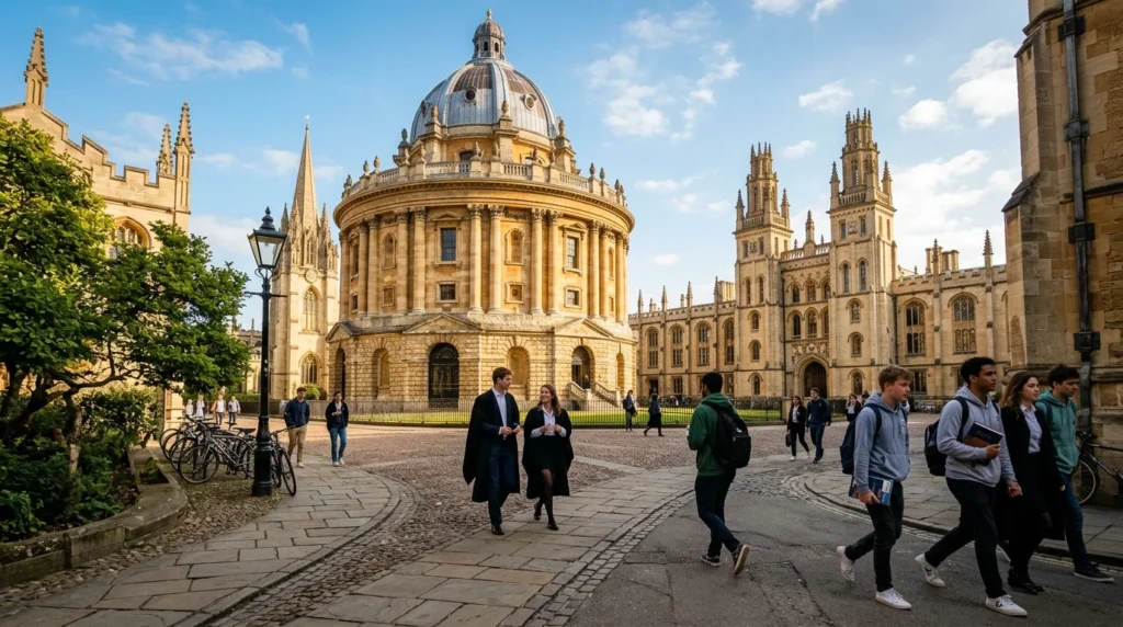Oxford GPA Requirements explained with University of Oxford campus showing historic buildings and academic environment for top university admissions