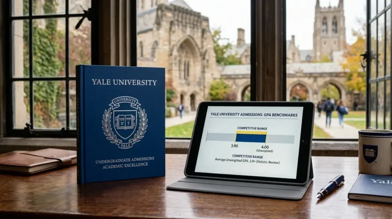 GPA Requirements for Yale University with a high school transcript and GPA chart