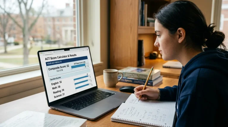 ACT Score Calculator showing student success with ACT score results and college preparation